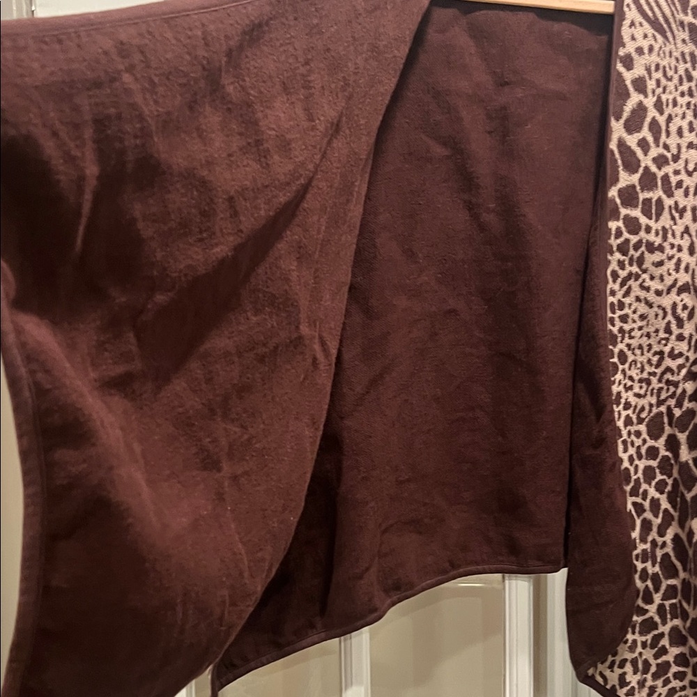 Ann Taylor Brown and Cream Animal Print Poncho - Picture 5 of 7